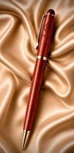 Wide rosewood mechanical pencil with chrome trim on champagne satin